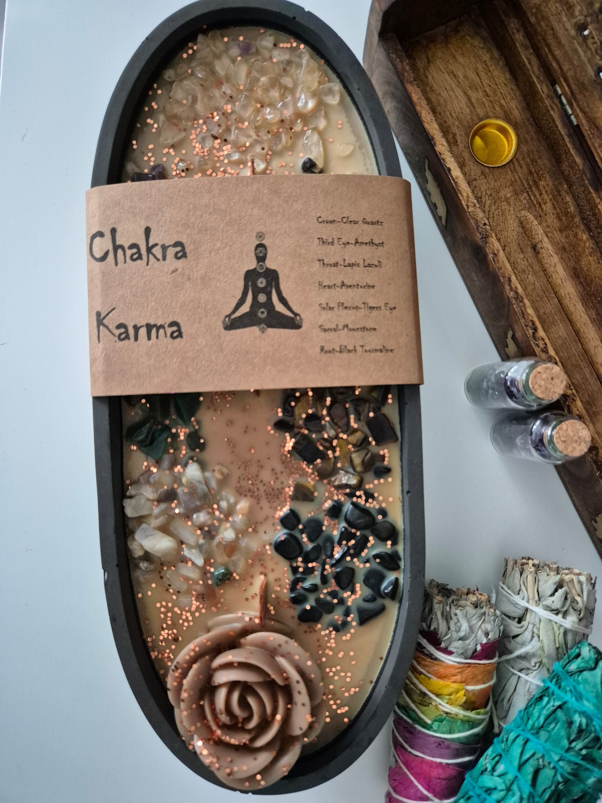 Chakra Crystal Candle Boat