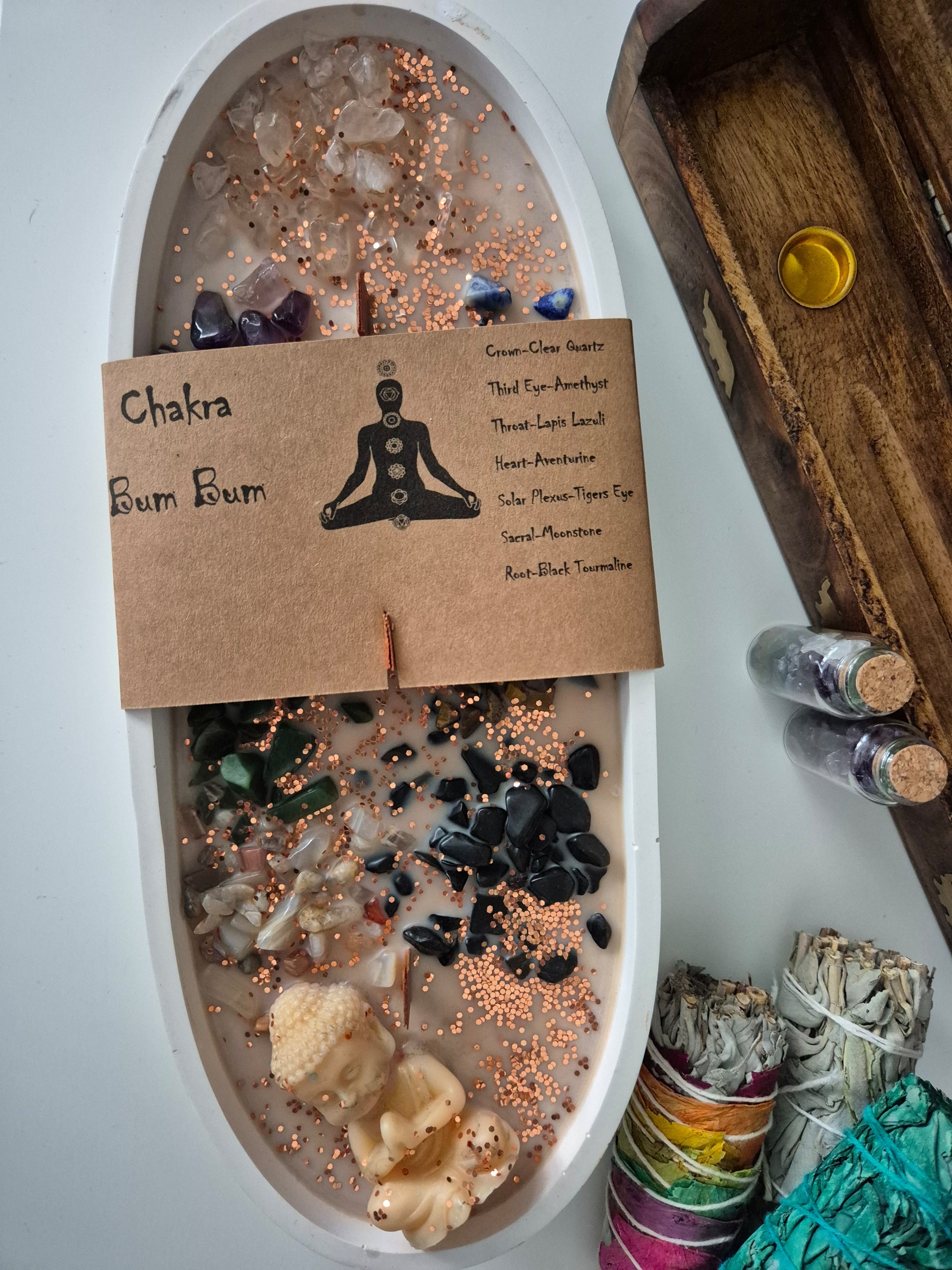 Chakra Crystal Candle Boat