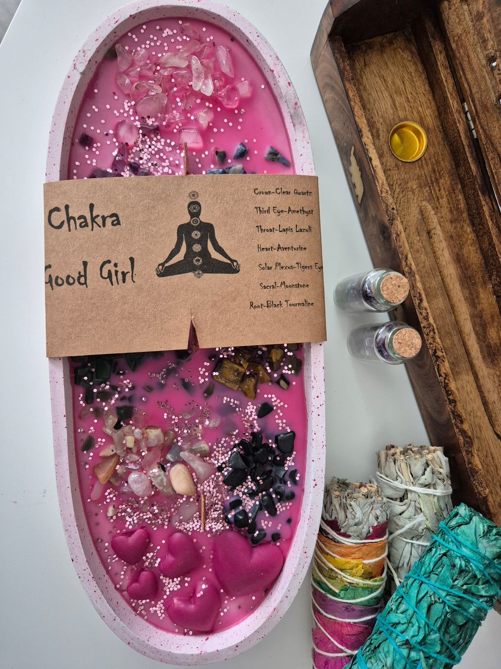 Chakra Crystal Candle Boat