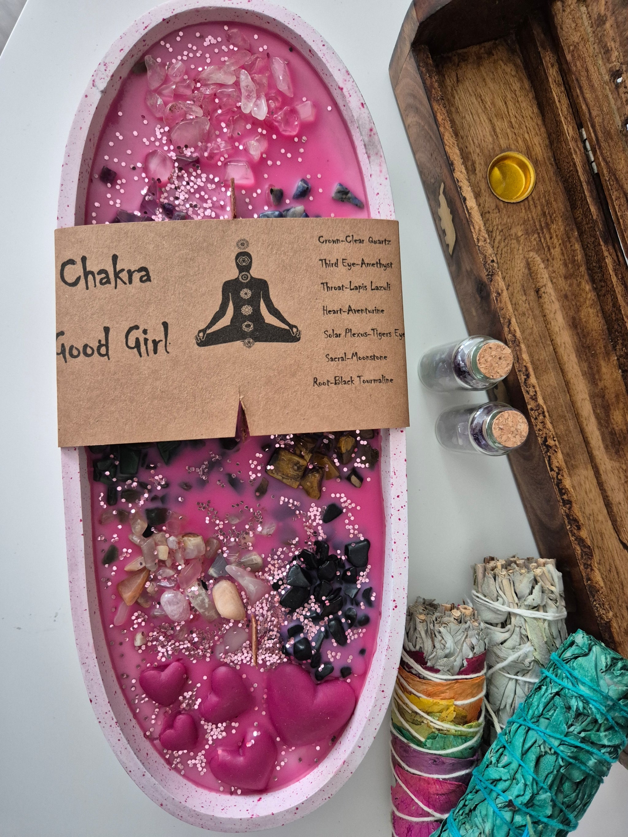 Chakra Crystal Candle Boat