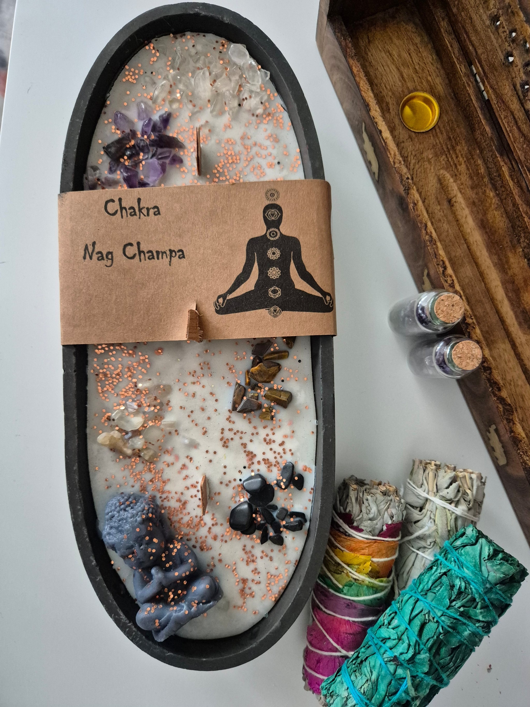 Chakra Crystal Candle Boat