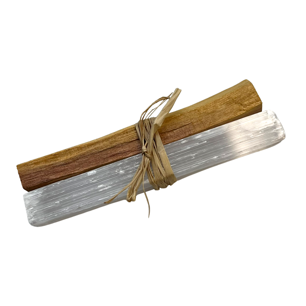 Mini Smudge Cluster, Palo Santo with Selenite 4"